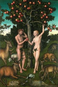 Adam en Eva. 1526 door Lucas Cranach the Elder