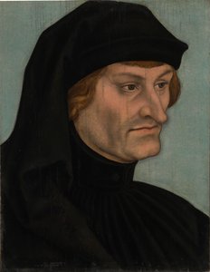 Duits: Bildnis des Rudolph Agricola Portret van Rudolph Agricola of Portret van Johannes Geiler von Kaysersberg door Lucas Cranach the Elder