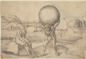 Hercules ontlast Atlas van de wereldbol door Lucas Cranach the Elder
