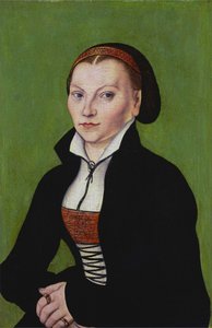 Katharina van Bora, halflang, naar links kijkend door Lucas Cranach the Elder