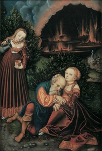 Lot en zijn dochters door Lucas Cranach the Elder