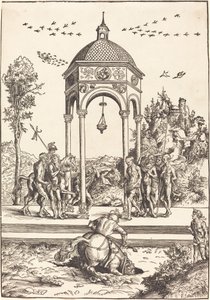 Marcus Curtius die in de Kloof Springt door Lucas Cranach the Elder