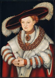 Portret van Magdalena van Saksen, Vrouw van Keurvorst Joachim II van Brandenburg, ca. 1529 door Lucas Cranach the Elder