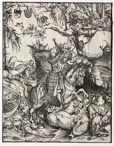 Sint-Joris doodt de draak, 1500s door Lucas Cranach the Elder
