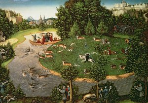 Hertenjacht van keurvorst Friedrich III de Wijze, 1529 door Lucas Cranach the Elder