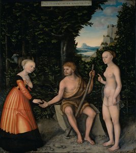 De keuze van Heracles uit De werken van Hercules door Lucas Cranach the Elder