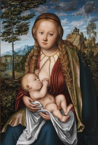 De Maagd die het Kind voedt door Lucas Cranach the Elder