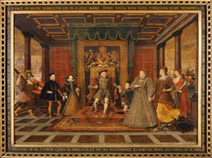 De familie van Hendrik VIII: Een allegorie van de Tudor-opvolging, 1572 door Lucas de Heere