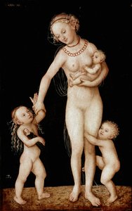 Liefdadigheid Schilderij door Lucas Cranach de Oude (1472-1553)