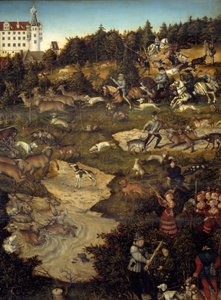 Jacht ter ere van Karel V op Kasteel Torgau (Duitsland). Detail. Schilderij door Lucas Cranach (1472-1553) door Lucas the Elder Cranach