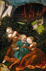 Lot en zijn dochters door Lucas the Elder Cranach