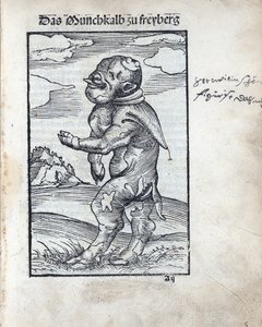 Monnikskalf van Freiberg (Das Mönchskalb zu Freiberg), door Cranach, Lucas, de Oudere (1472-1553). Houtsnede door Lucas the Elder Cranach