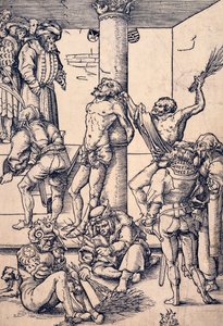 Passie van Christus: de geseling, houtsnede door Lucas the Elder Cranach