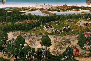 Jacht ter ere van keizer Karel V bij kasteel Hartenfels, Torgau door Lucas the Younger Cranach