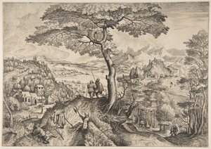 Soldaten in rust Milites Requiescentes uit De Grote Landschappen, ca. 1555-56