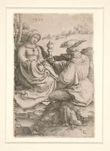 Een edelman en een dame zittend in een landschap door Lucas van Leyden