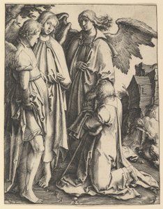 Abraham en drie engelen, ca. 1513 door Lucas van Leyden
