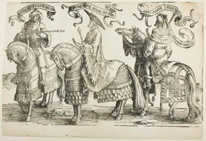 Achaz, Hizkia, Manasse, plaat vier, uit De twaalf koningen van Israël door Lucas van Leyden