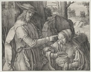 Christus als Tuinman Verschijnt aan St. Maria Magdalena door Lucas van Leyden