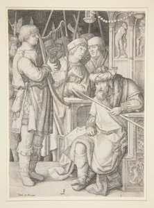 David speelt harp voor Saul door Lucas van Leyden