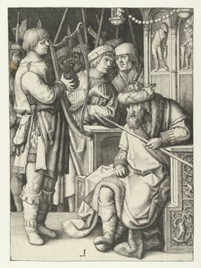 David speelt harp voor Saul door Lucas van Leyden