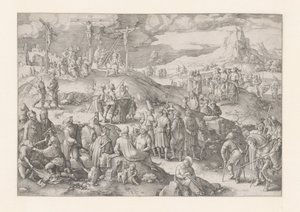 De berg van calvarie door Lucas van Leyden