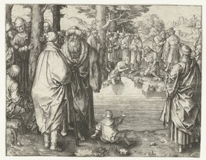 Doop van Christus in de Jordaan door Lucas van Leyden