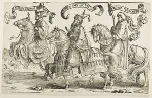 Jehoram, Uzziah, Jotham, plaat drie, uit De Twaalf Koningen van Israël door Lucas van Leyden
