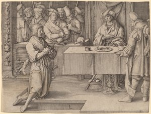 Jozef interpreteert de dromen van de farao door Lucas van Leyden