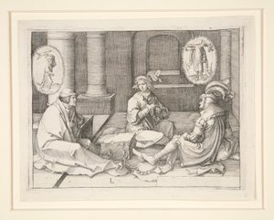 Jozef die de Dromen in de Gevangenis Uitlegt (Gen. 40:5-19) door Lucas van Leyden
