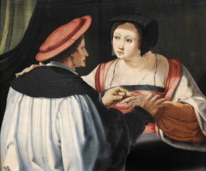 Les Fiancés, ca. 1525 door Lucas van Leyden