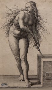 De zelfmoord van Lucretia, tussen 1514 en 1515 (gravure) door Lucas van Leyden