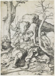 Simson en Delila, c. 1508 door Lucas van Leyden