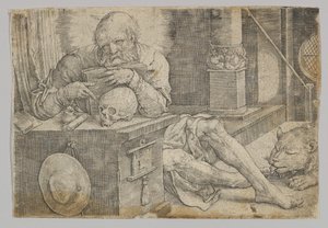 Sint Hiëronymus in zijn studeerkamer, 1521 door Lucas van Leyden