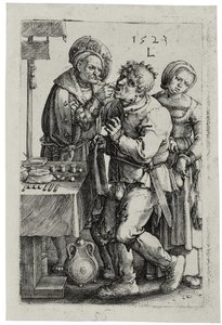 De tandarts, 1523 door Lucas van Leyden