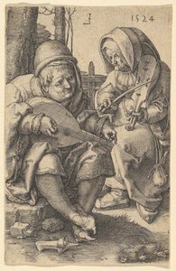 De muzikanten, 1524 door Lucas van Leyden