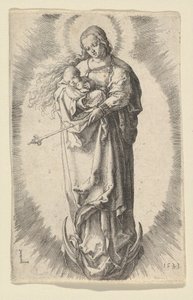 De Maagd met kind op de halve maan door Lucas van Leyden