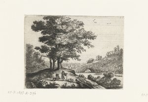 Landschap met een rivier door Lucas van Uden