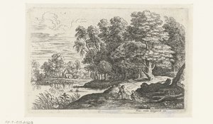 Landschap met twee herdersjongens door Lucas van Uden