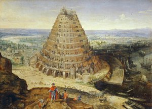 De toren van Babel ... door Lucas van Valckenborch