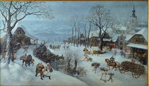 Winter. Een dorp onder de sneeuw