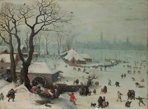 Winterlandschap met sneeuwval nabij Antwerpen