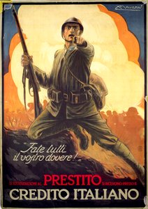 Italiaanse WWI propagandaposter voor oorlogsobligaties door Luciano Achille Mauzan