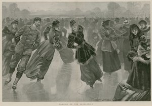 Schaatsen op de Serpentine, Hyde Park, Londen (gravure)