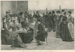 The House of Commons thee op het terras (gravure)