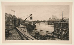 De brug van Saints-Peres in Parijs door Lucien Marcelin Gautier