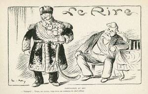 Illustratie in Le Rire, 27/07/12 - Vertrouwen aan de bey - Kolonisatie - Fallieres Armand, Naceur Bey (Mohamed el-Naceur Bey) (gravure)