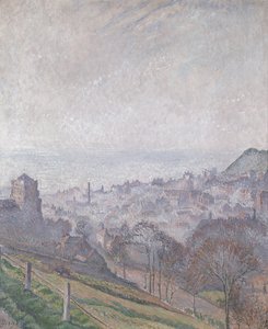 Hastings: Mist, zon en rook, 1918 door Lucien Pissarro