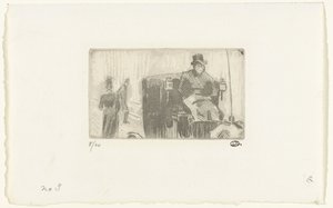 Koets in de regen door Lucien Pissarro