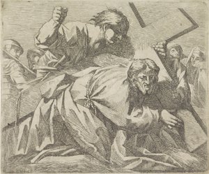 Christus bezwijkt onder het gewicht van het kruis